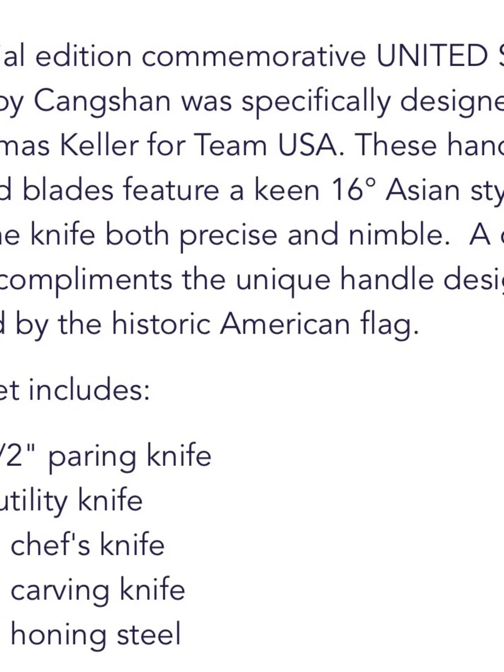 Cangshan United Series  Steel Forged 5-Piece Knife Set Thomas Keller Americana